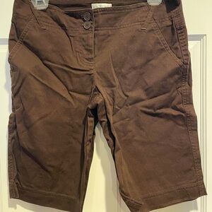 LOFT Brown 9” Shorts Classic Cotton Style